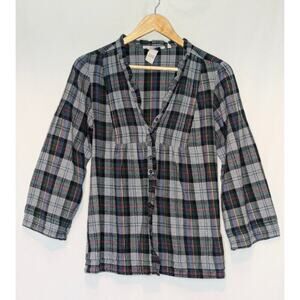 Sundance Womens Flannel Button Up Size S  Smocked Babydoll Western Cowgirl Boho